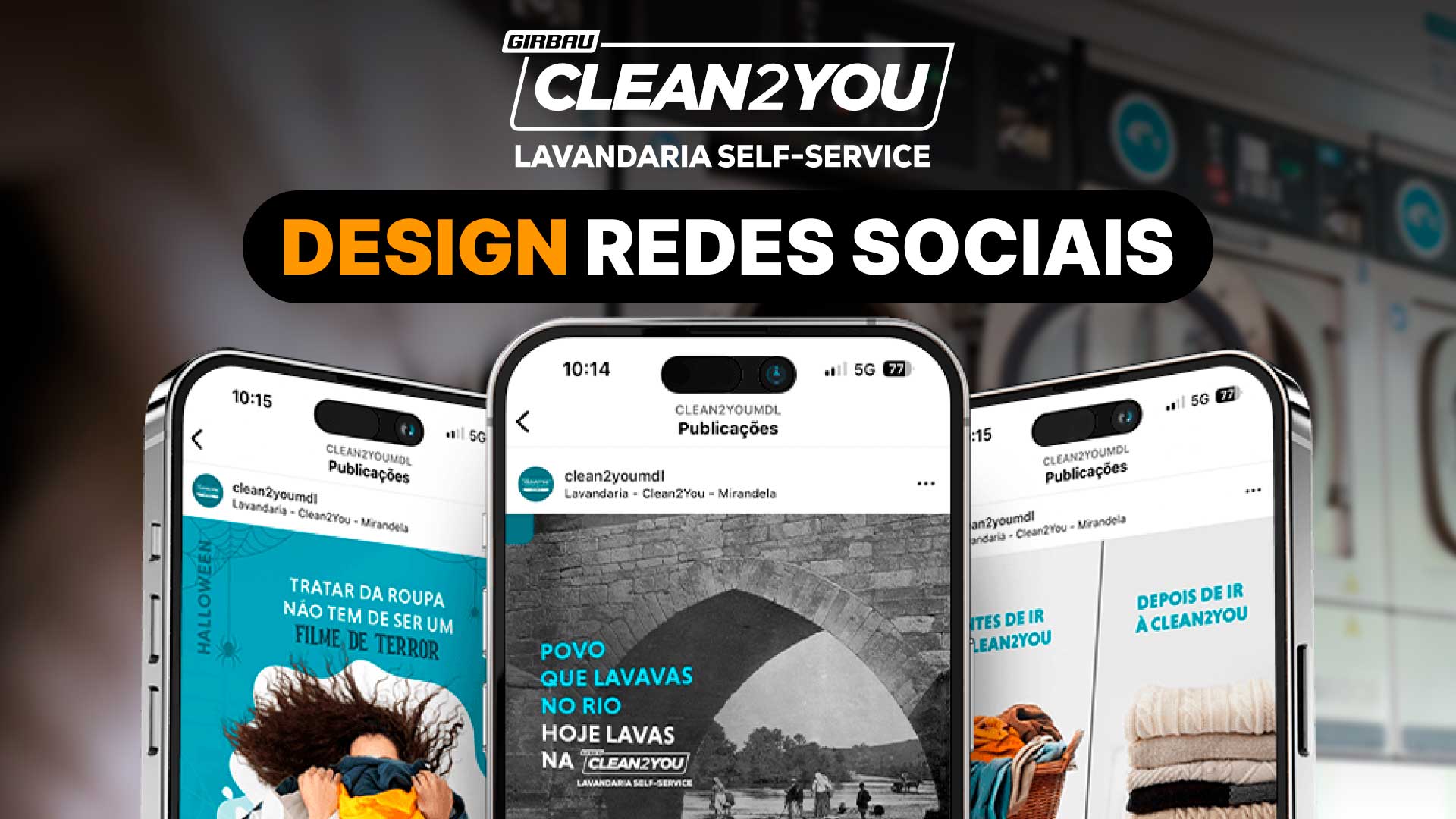 clean2you lavandaria self-service em mirandela design by mediaon-agência de comunicação e marketing